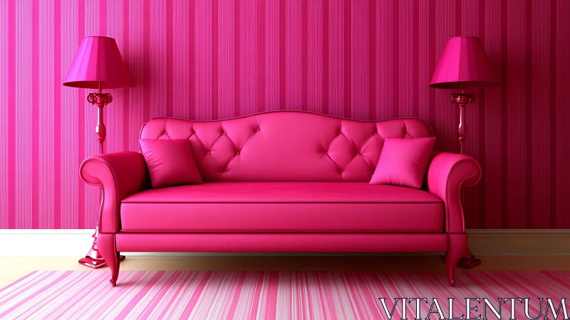 Monochrome magenta sofa vignette defines bold interior minimalism