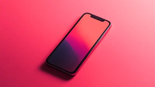 Modern Smartphone Against Gradient Pink Background.