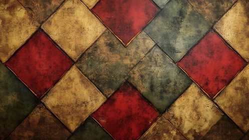 Vintage diamond pattern wall art with rustic textured finish.