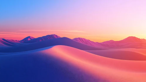 Color-graded digital dunes render shows layered ridge formations