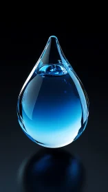 Crystal water droplet rendered as luminous 3D sculpture.