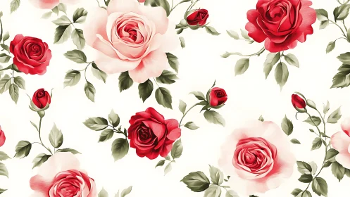 Crimson Garden Romance: Watercolor Roses Dance.