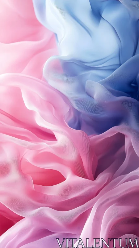 Billowing pastel veils in soft pink and blue gradients.