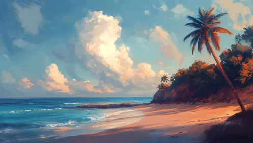 Tropical Coastal Paradise: Digital Rendering of Sunset Beach.