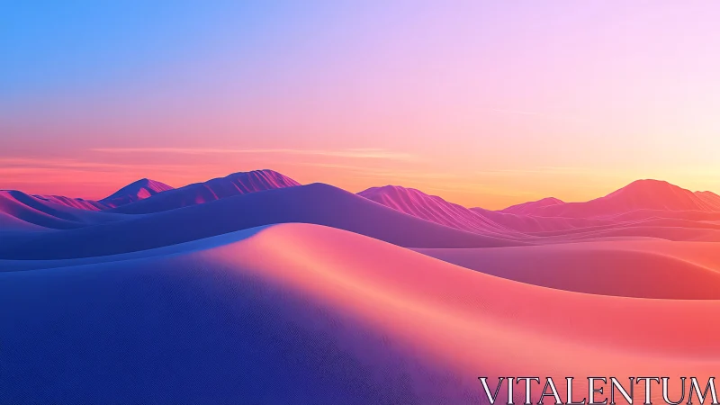 Color-graded digital dunes render shows layered ridge formations