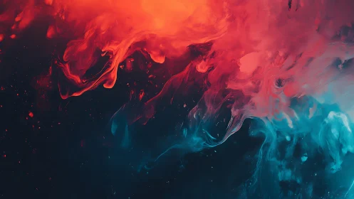 Crimson and teal clouds drifting through a midnight sea.