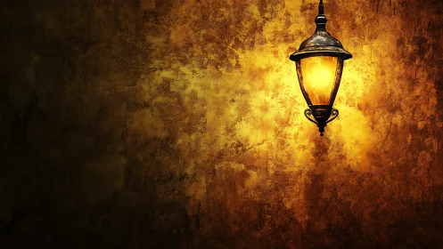 Old street lantern quietly brews warmth in ragged dusk air