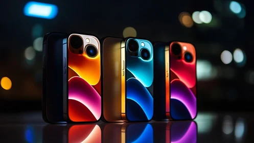 Premium smartphones showcase gradient design aesthetic night.