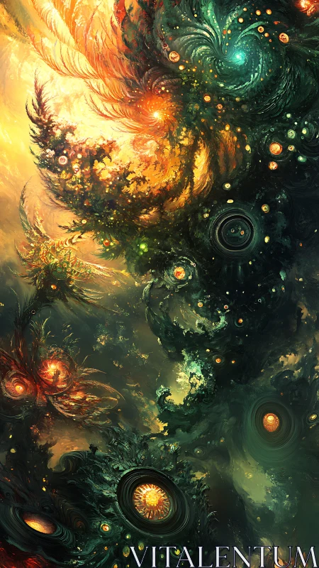 Fractal nebula blooms with radiant cosmic spirals