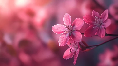 Delicate Pink Blossoms Glowing in Soft Light