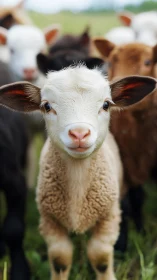 Young lamb in shallow depth-of-field pastoral portraiture