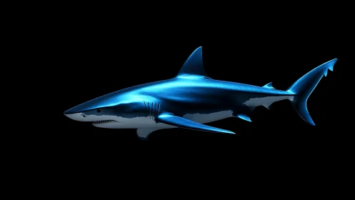 Side profile render of streamlined shark on black background.