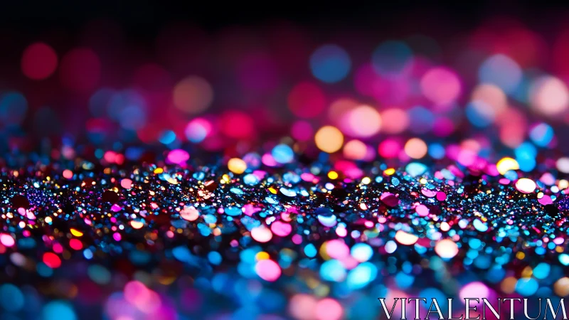 Macro bokeh spectrum over glittered surface, chromatic field.