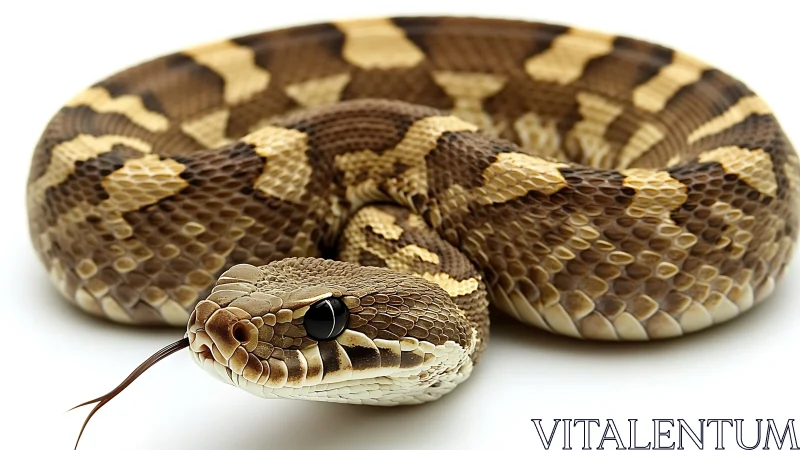 Coiled python in controlled studio macro with scalation detail.