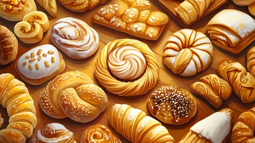 Assorted Freshly Baked Pastries Display.