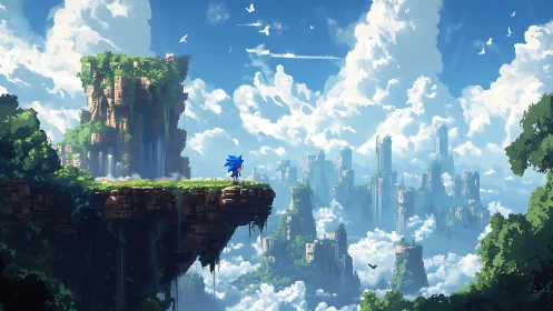 Skybound speedster pauses above a drowned emerald megacity