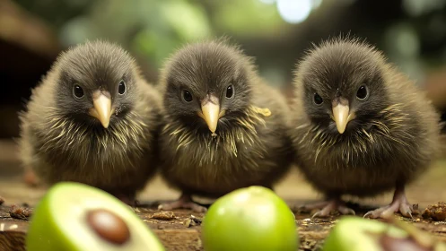 Three Bald Eagles with Avocados: Macro Wildlife Portrait Study.