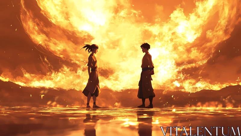 Two Warriors Stand Defiant Against Apocalyptic Inferno