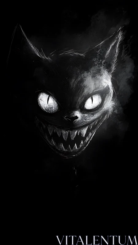 Moonlit demon cat grins wide and chews through the darkness