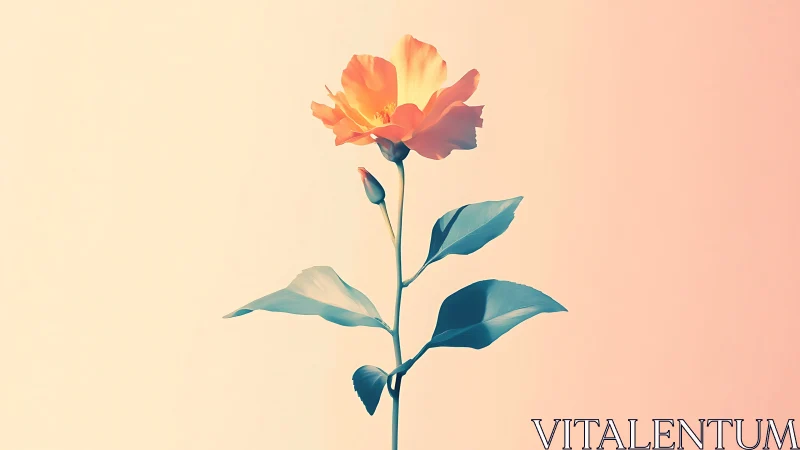 Single stylized flower stem on soft gradient background.
