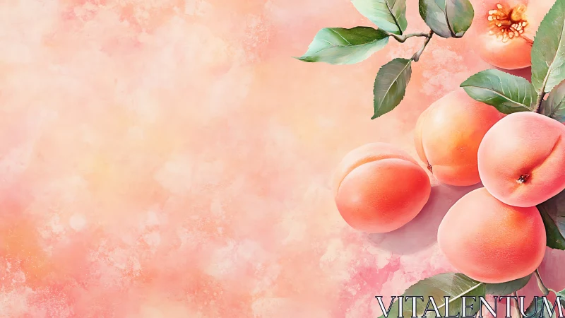 Pigment-soft peach cluster with botanical leaf detailing.