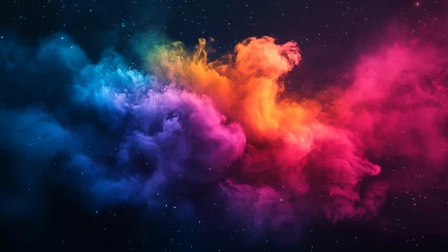 Vibrant cosmic nebula cloud drifts through a starry void