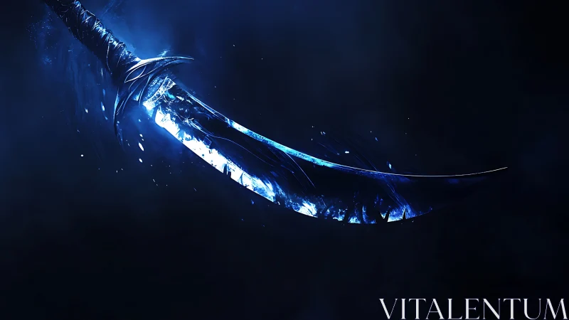 Glacial arc blade digital painting with luminous contrast.
