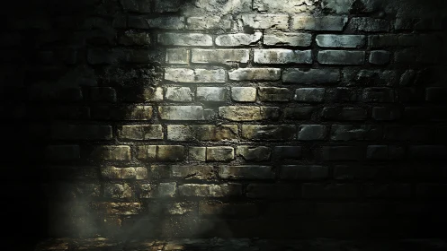 Moody brick wall catches a lone beam of cinematic light