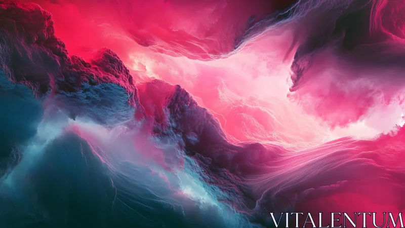 Volumetric nebula forms with high-contrast cyan and magenta gradients