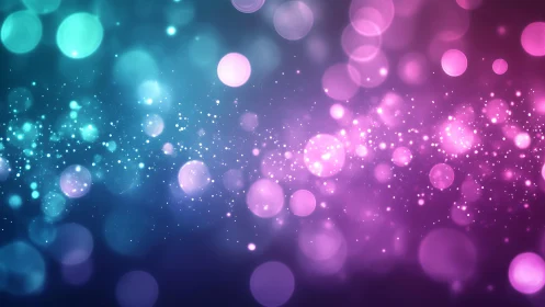 Vibrant Bokeh Lights in Pink and Blue Abstract Digital Art.
