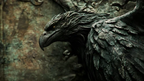 Weathered bronze eagle holding timeless, watchful strength.