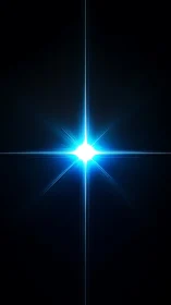 Radiant blue starburst crossing the quiet night sky.