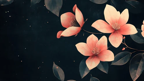 Coral Blossoms Against Midnight Darkness.