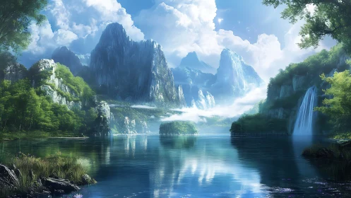 Mist-kissed mountain lake where quiet daydreams linger.