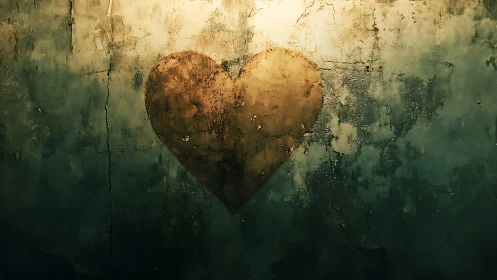 Rustic heart corroded weathered wall. Decay.