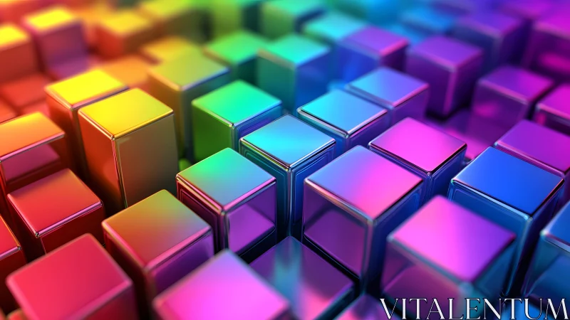Vivid 3D Gradient Cubes in Abstract Digital Art Style.