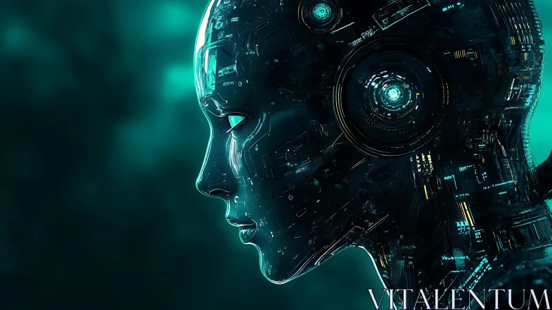 Cyberpunk profile construct with luminous neural chassis rendering.