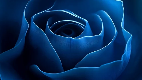 Macro blue rose rendered with high-contrast photoreal lighting