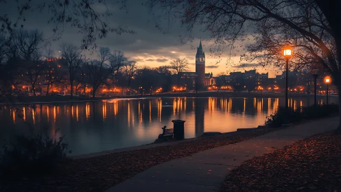 Lamp-lit riverside stroll steals the spotlight from dusk