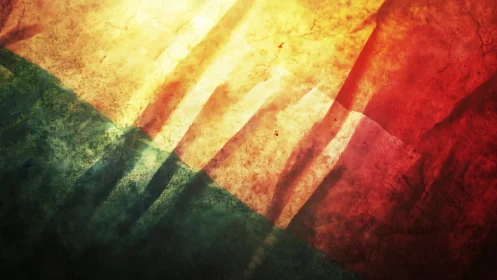 Tricolor fabric surface shows distressed texture and lighting