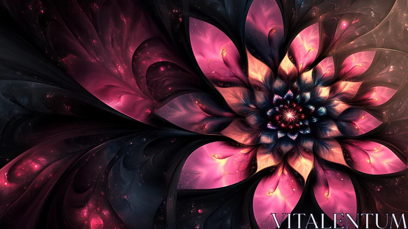 Fractal flower bloom with radiant pink cosmic petals.