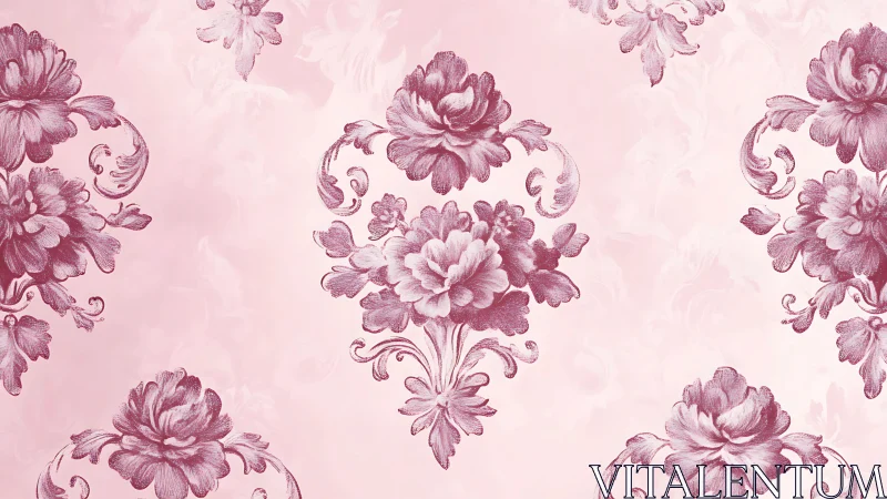 Vintage pink floral wallpaper pattern blends romance and charm.