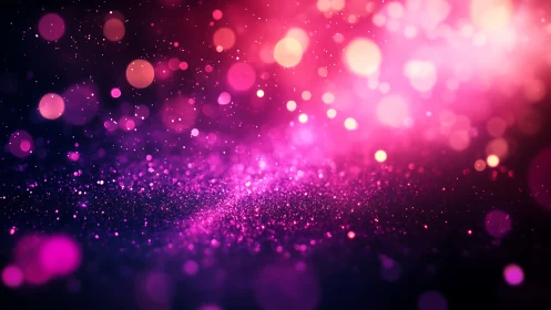 Glowing pink bokeh dust swirling through dreamy night air.
