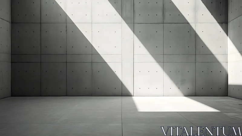 Concrete Interior Space with Diagonal Shadow Patterns