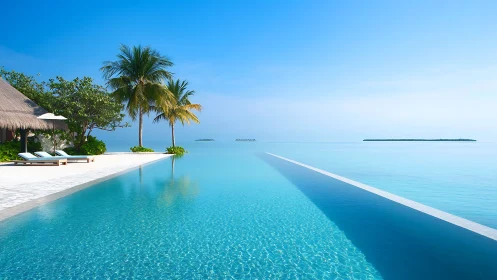 Infinity pool melting into turquoise horizon calm.