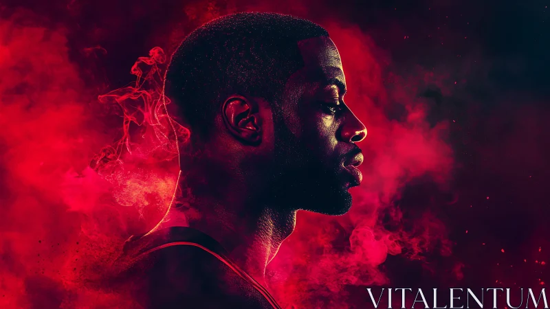 Glowing red portrait captures a focused athlete in quiet power