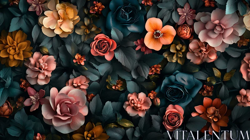 Moody Garden Symphony: Jeweled Blooms Waltz Shadows.