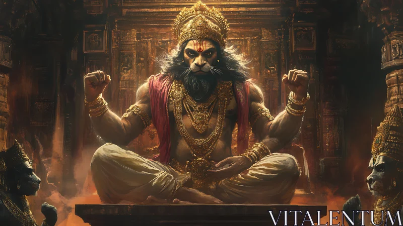 Mythic simian deity rendered in high-detail cinematic digital lighting