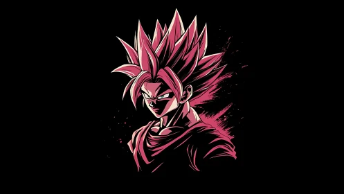 Crimson-haired anime warrior ignites against midnight void.