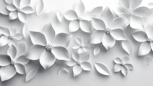 White Paper Florals with Dimensional Shadow Rendering.